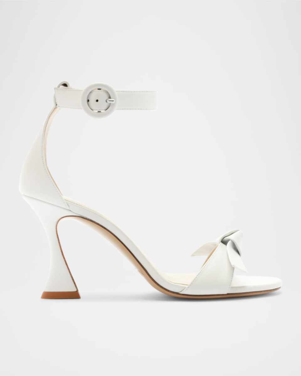 Clarita Leather Bow Ankle-Strap Sandals